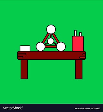Flat icon design collection molecules on table vector image