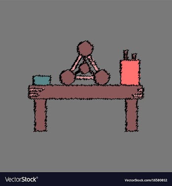 Flat icon design collection molecules on table vector image