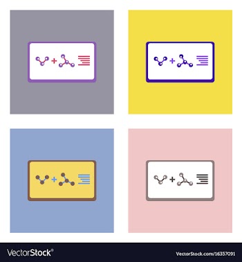 Flat icon design collection molecules plus atoms vector image