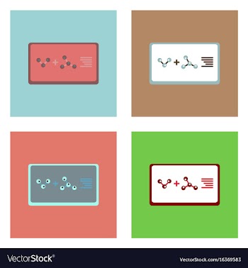 Flat icon design collection molecules plus atoms vector image