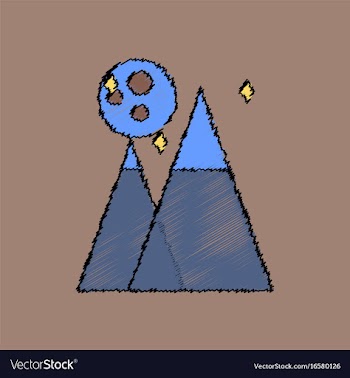 Flat icon design collection moon and pyramids in vector image