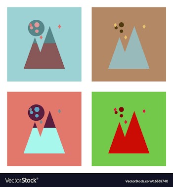 Flat icon design collection moon and pyramids vector image