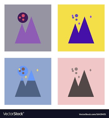 Flat icon design collection moon and pyramids vector image