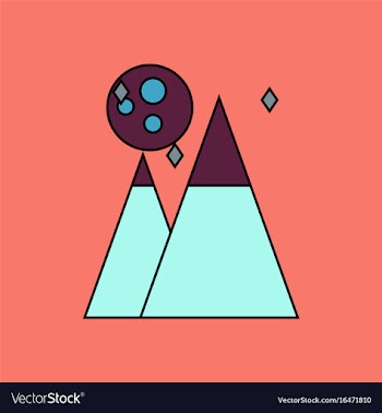 Flat icon design collection moon and pyramids vector image