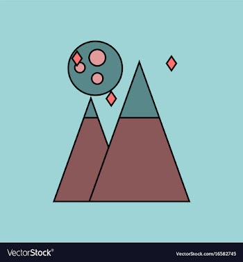 Flat icon design collection moon and pyramids vector image