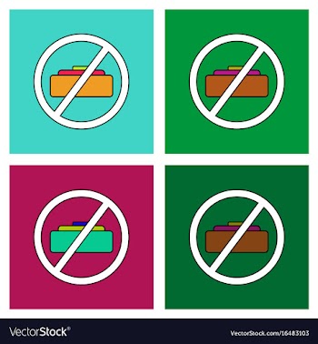 Flat icon design collection no mine sign vector image