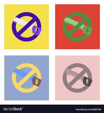 Flat icon design collection no saws vector image