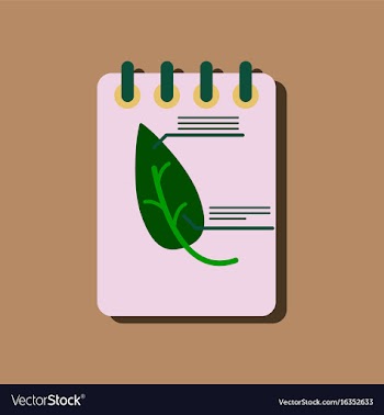 Flat icon design collection notebook and leaf in vector image