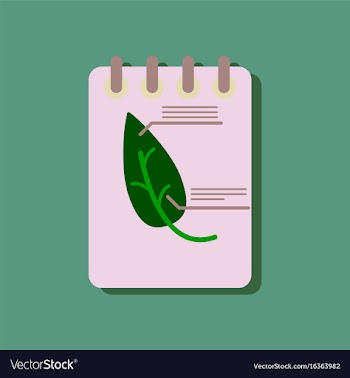 Flat icon design collection notebook and leaf in vector image