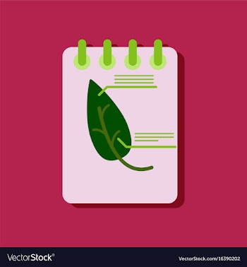 Flat icon design collection notebook and leaf in vector image