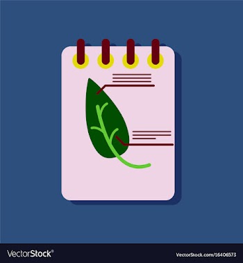 Flat icon design collection notebook and leaf in vector image