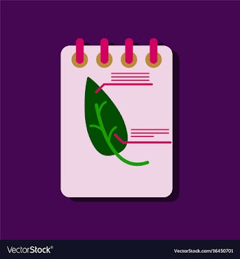 Flat icon design collection notebook and leaf in vector image