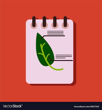 Flat icon design collection notebook and leaf in vector image