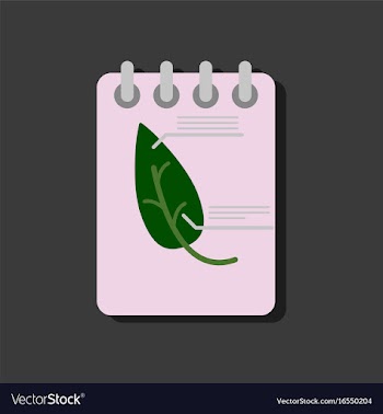Flat icon design collection notebook and leaf in vector image
