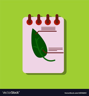 Flat icon design collection notebook and leaf in vector image