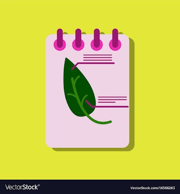 Flat icon design collection notebook and leaf in vector image