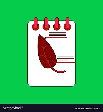 Flat icon design collection notebook and leaf vector image