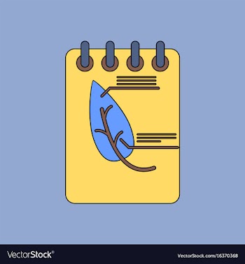 Flat icon design collection notebook and leaf vector image
