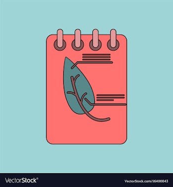Flat icon design collection notebook and leaf vector image