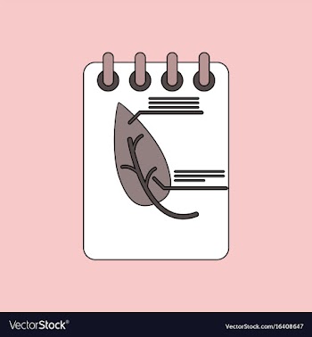 Flat icon design collection notebook and leaf vector image