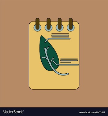 Flat icon design collection notebook and leaf vector image