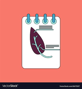 Flat icon design collection notebook and leaf vector image