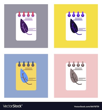 Flat icon design collection notebook and leaf vector image