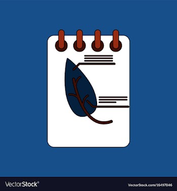 Flat icon design collection notebook and leaf vector image