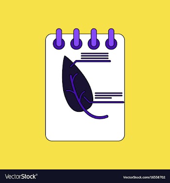 Flat icon design collection notebook and leaf vector image