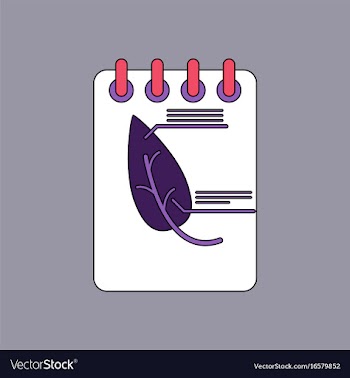 Flat icon design collection notebook and leaf vector image