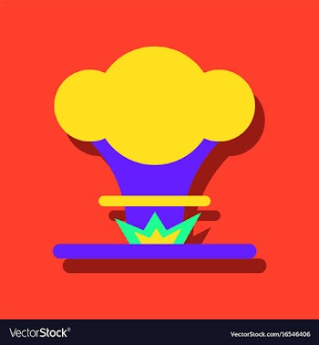 Flat icon design collection nuclear explosion in vector image