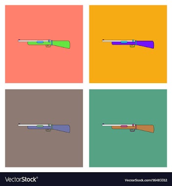 Flat icon design collection old military gun vector image