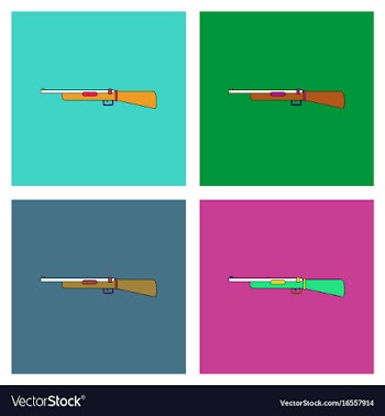 Flat icon design collection old military gun vector image