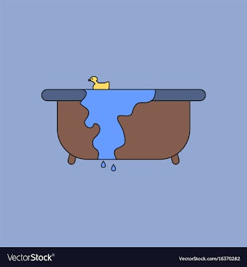 Flat icon design collection overflowing bathtub vector image