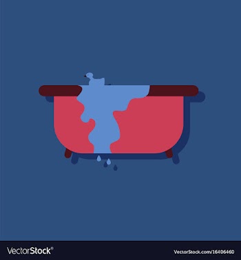 Flat icon design collection overflowing bathtub vector image