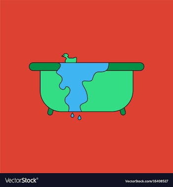 Flat icon design collection overflowing bathtub vector image