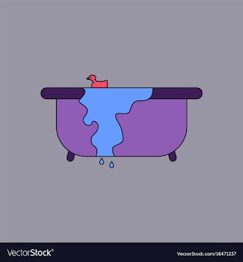 Flat icon design collection overflowing bathtub vector image
