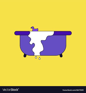 Flat icon design collection overflowing bathtub vector image
