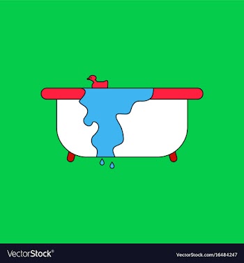 Flat icon design collection overflowing bathtub vector image
