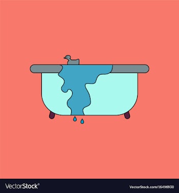 Flat icon design collection overflowing bathtub vector image