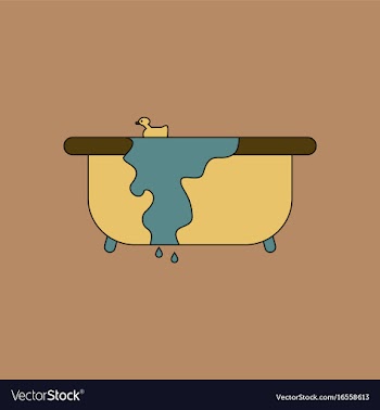 Flat icon design collection overflowing bathtub vector image