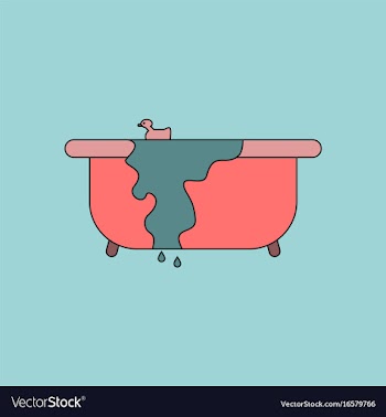 Flat icon design collection overflowing bathtub vector image