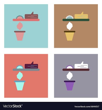Flat icon design collection paper and trash vector image