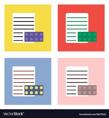 Flat icon design collection pills and a vector image