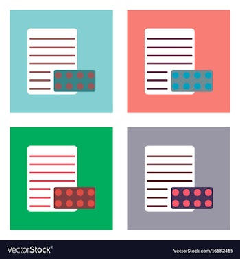 Flat icon design collection pills and a vector image