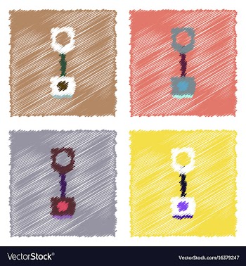 Flat icon design collection piston and arrows in vector image