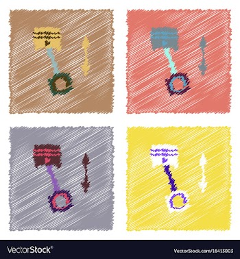 Flat icon design collection piston of vehicle in vector image