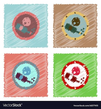 Flat icon design collection planet and bottle in vector image