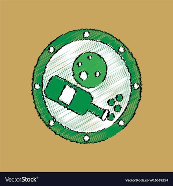 Flat icon design collection planet and bottle in vector image