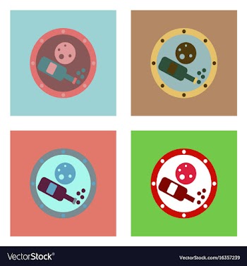 Flat icon design collection planet and bottle vector image